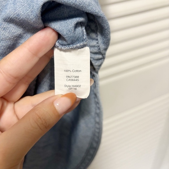 J. Crew 100% Cotton Blue Chambray V-Neck 3/4 Sleeve Pullover Dress Size M - Picture 5 of 6